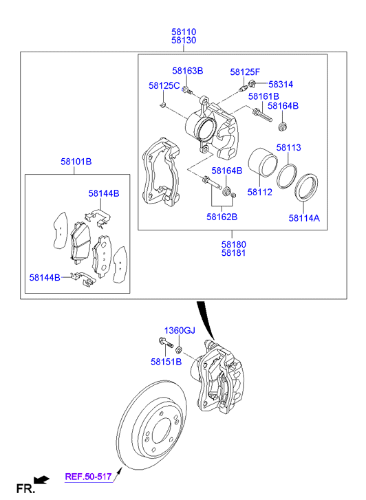 Hyundai 58190-3XA20 - Тормозной суппорт parts5.com