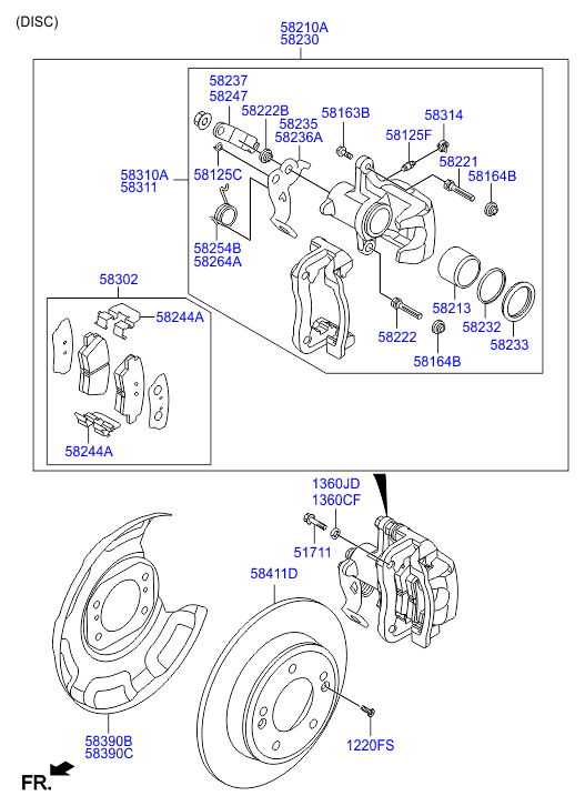 KIA 58302 3XA30 - Тормозные колодки, дисковые, комплект parts5.com