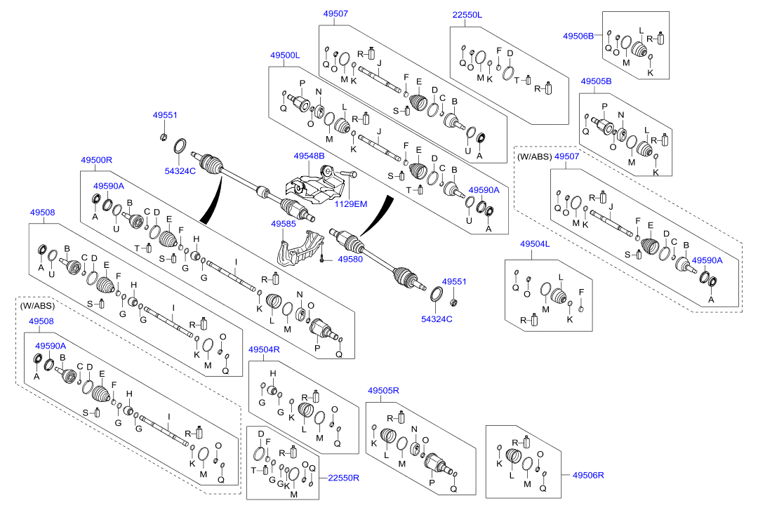 Hyundai 49592-3X1A5 - Шарнирный комплект, ШРУС, приводной вал parts5.com