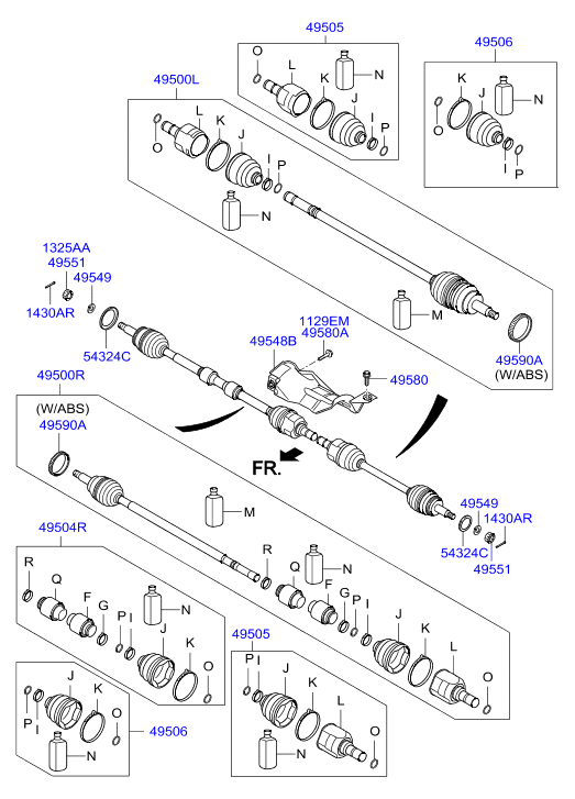 Hyundai 495003S201 - Приводной вал parts5.com