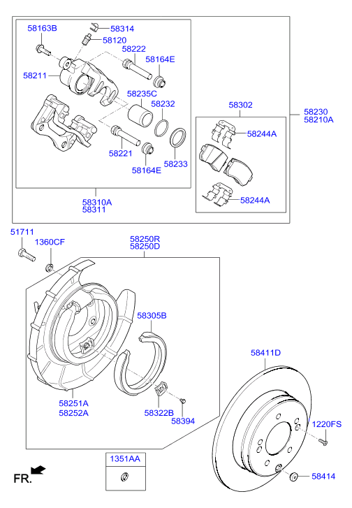 KIA 583053SA20 - Комплект тормозов, ручник, парковка parts5.com