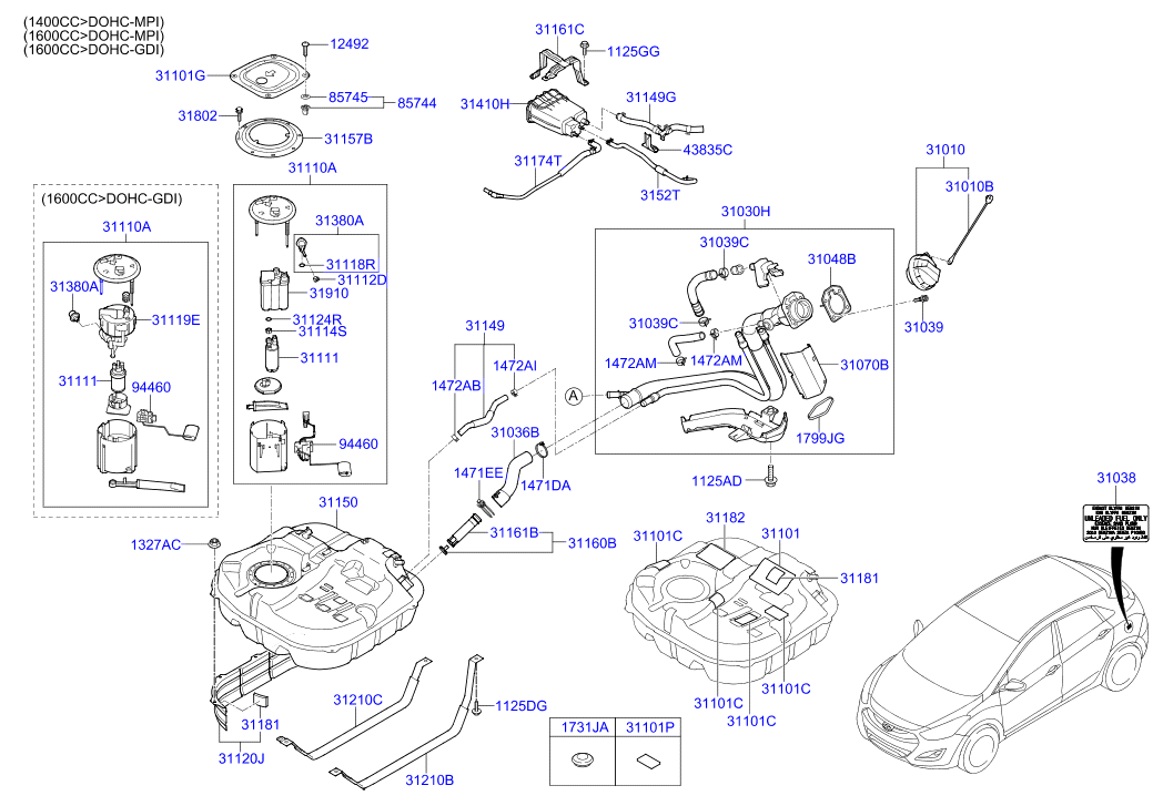 Hyundai 311111G500 - Топливный насос parts5.com