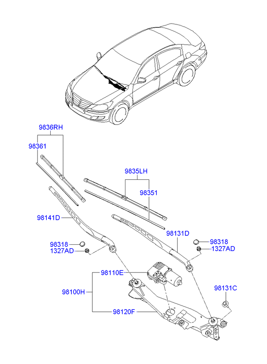 Hyundai 983603M200 - Щетка стеклоочистителя parts5.com