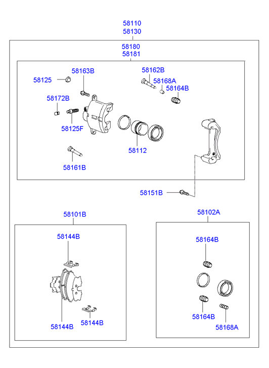 Hyundai 58101-2CA20 - Тормозные колодки, дисковые, комплект parts5.com