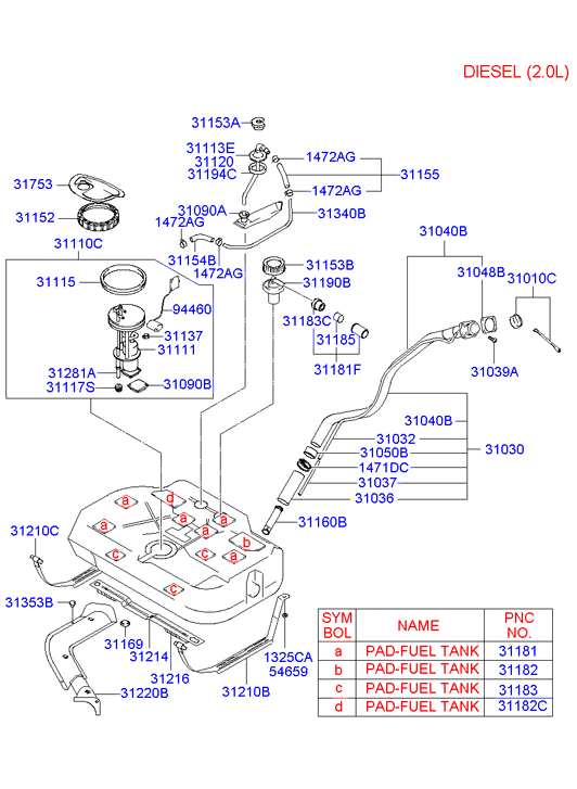 Hyundai 311102D030 - Fuel pump & sender module assy parts5.com