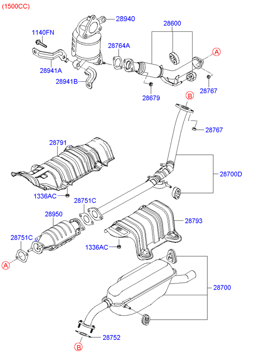 Hyundai 2875 125 000 - Прокладка, труба выхлопного газа parts5.com