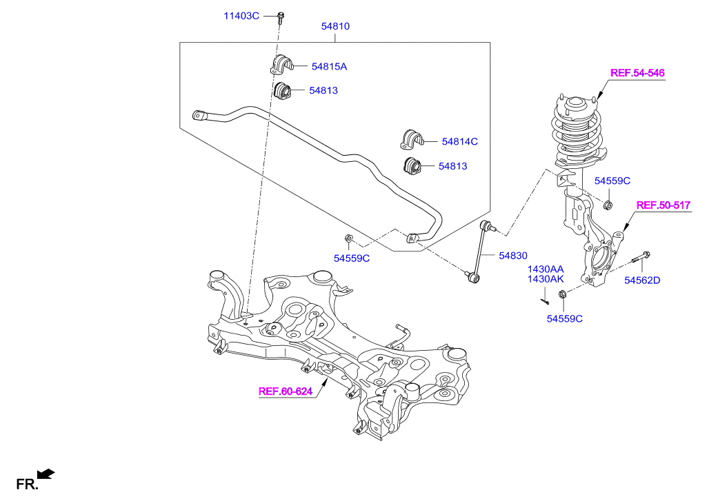 Hyundai 54830D7000 - Тяга / стойка, стабилизатор parts5.com