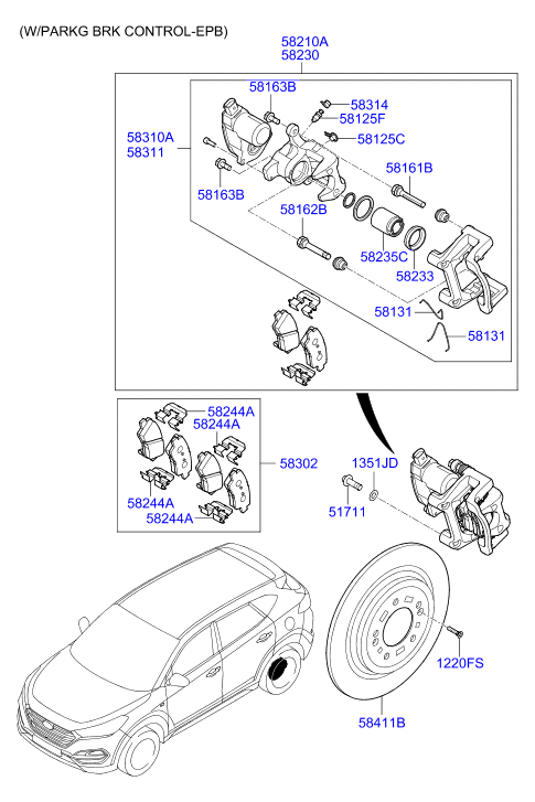 Hyundai 58302-D3A00 - Тормозные колодки, дисковые, комплект parts5.com