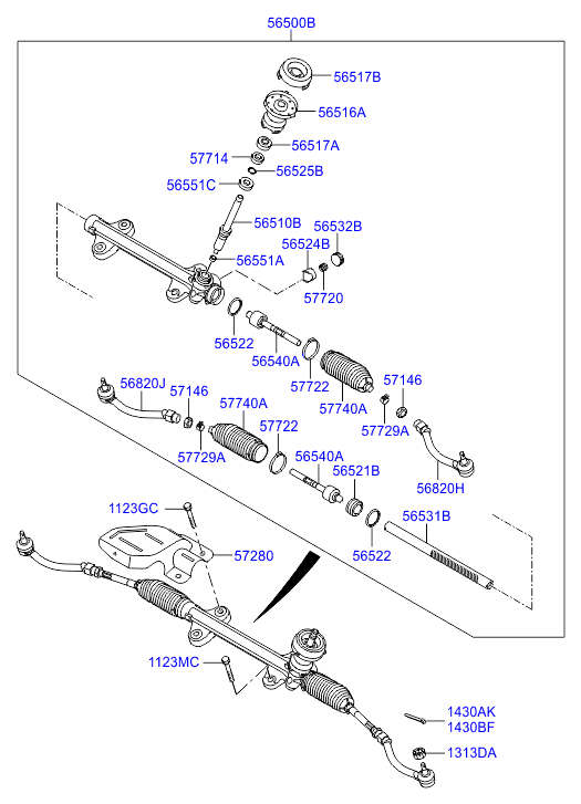 Hyundai 56820-A6000 - Наконечник рулевой тяги, шарнир parts5.com