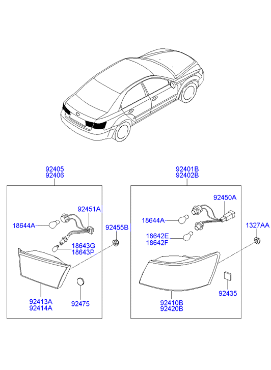 KIA 18644-21058-N - Лампа накаливания, задний габаритный фонарь parts5.com