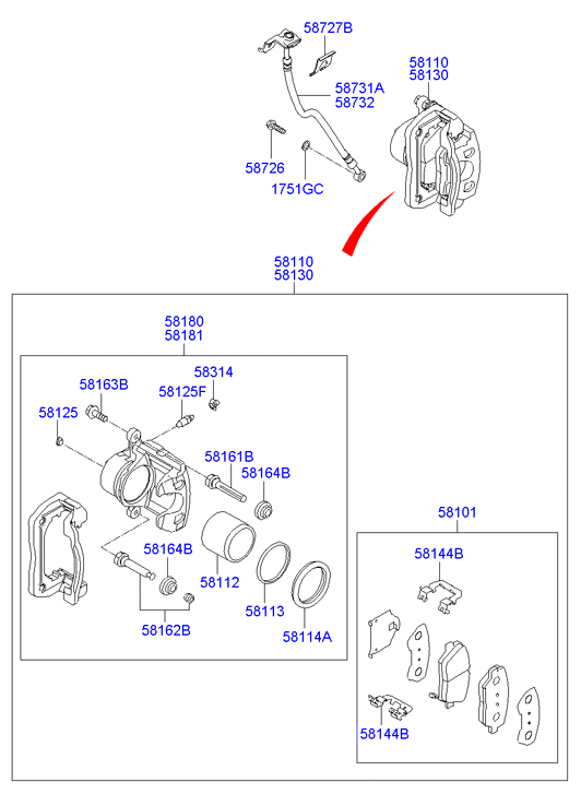 Hyundai 58164-2E000 - Комплект направляющей гильзы parts5.com