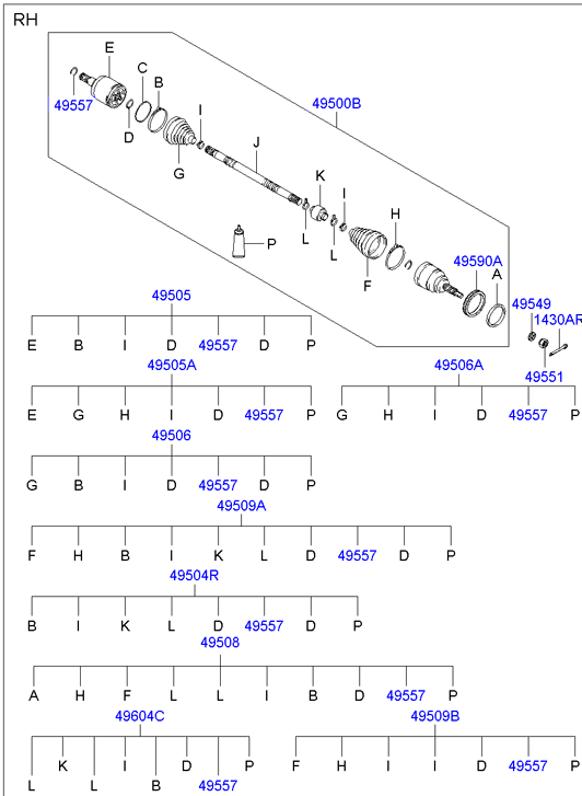 Hyundai 495002D510 - Приводной вал parts5.com