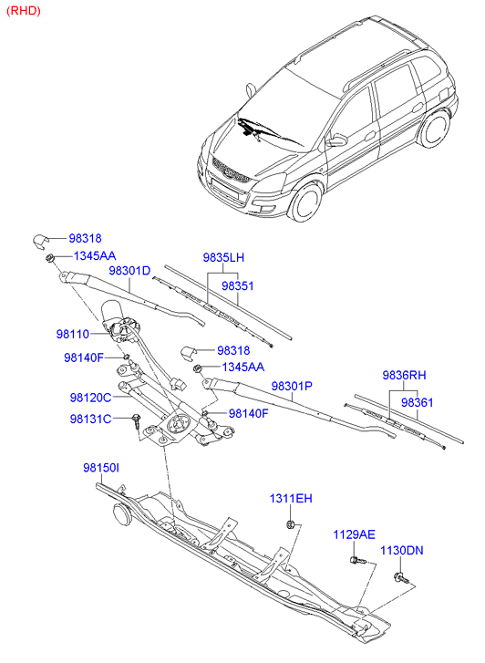 KIA 98350 17000 - Wiper Blade parts5.com