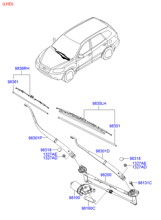 Hyundai 983602B000 - Wiper Blade parts5.com