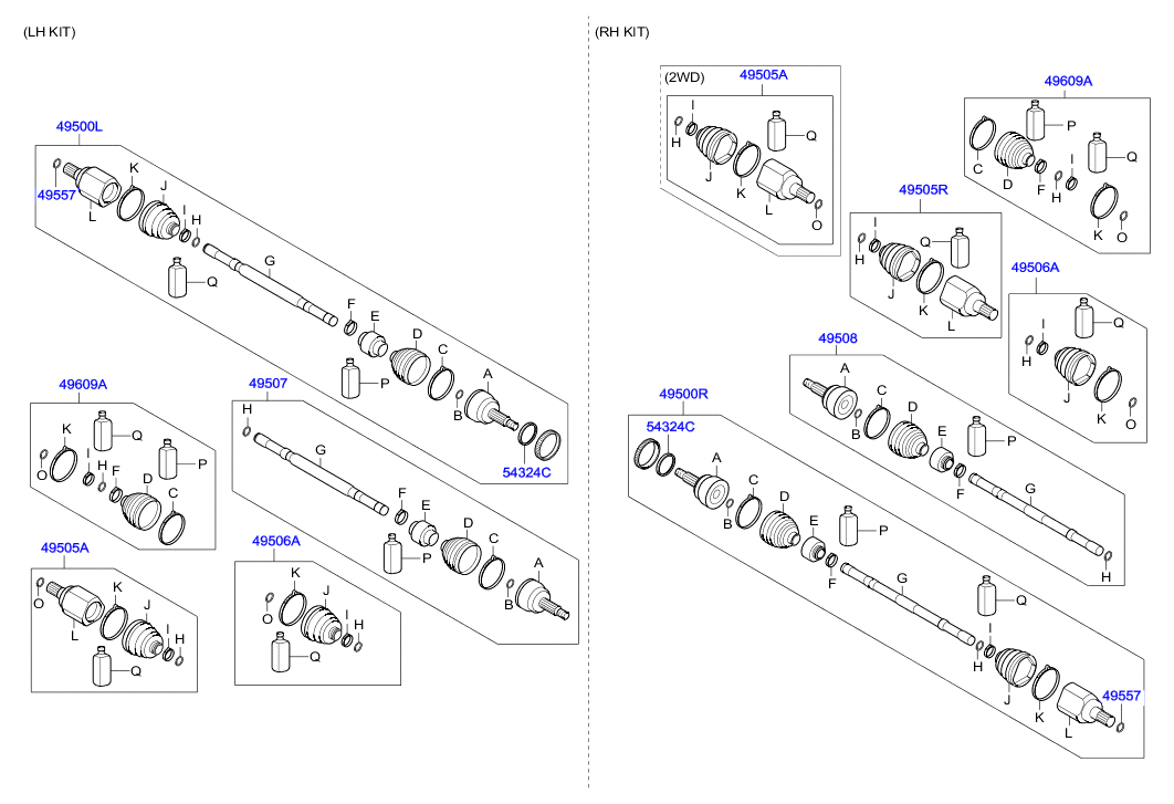 Hyundai 495922Y200 - Шарнирный комплект, ШРУС, приводной вал parts5.com