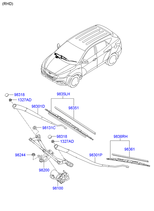 Hyundai 983502Y000 - Щетка стеклоочистителя parts5.com