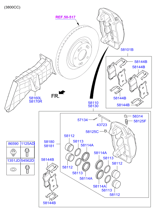 KIA 58101B1A10 - Тормозные колодки, дисковые, комплект parts5.com