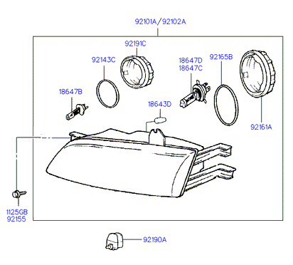 Hyundai 1864755009E - Лампа накаливания, фара с автоматической системой стабилизации parts5.com