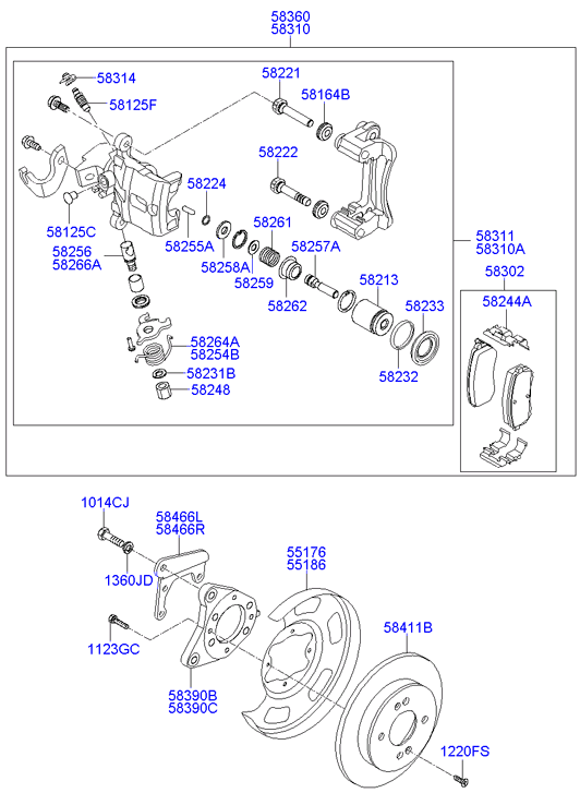 Hyundai 58302-0XA00 - Тормозные колодки, дисковые, комплект parts5.com