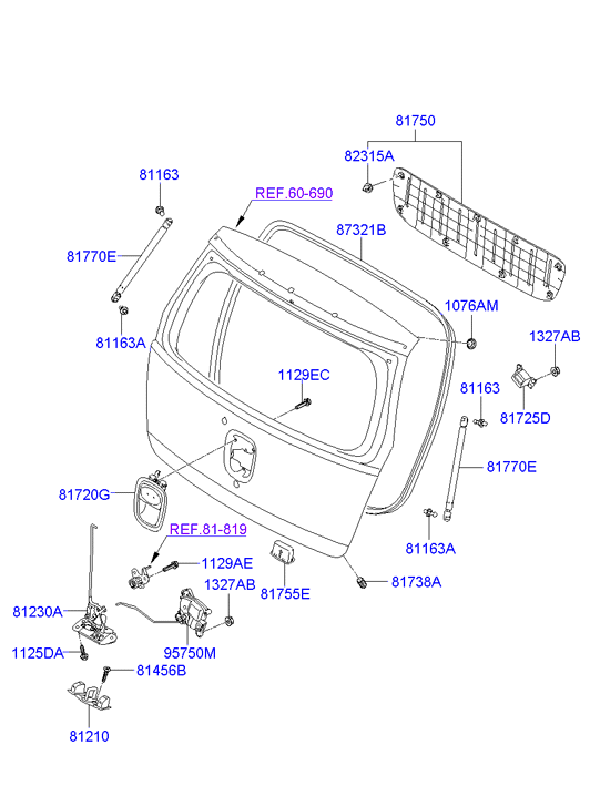 Hyundai 81770-0X000 - Газовая пружина, упор parts5.com