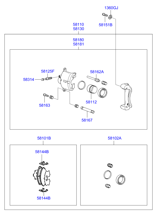 Subaru 5810125A10 - Тормозные колодки, дисковые, комплект parts5.com