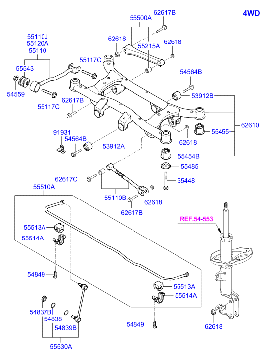 KIA 551162E000 - Сайлентблок, рычаг подвески колеса parts5.com