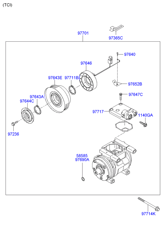 KIA 97701-2D700 - Компрессор кондиционера parts5.com