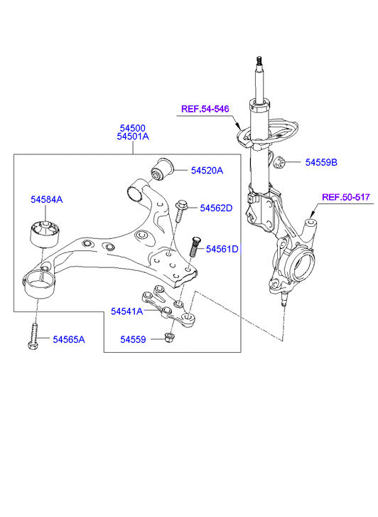 Buessing 54500-2E100 - Рычаг подвески колеса parts5.com