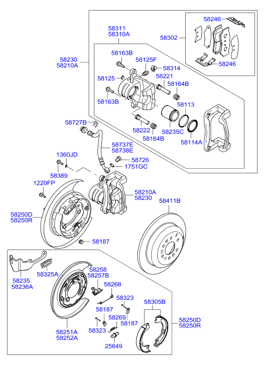 KIA 583052PA10 - Комплект тормозов, ручник, парковка parts5.com