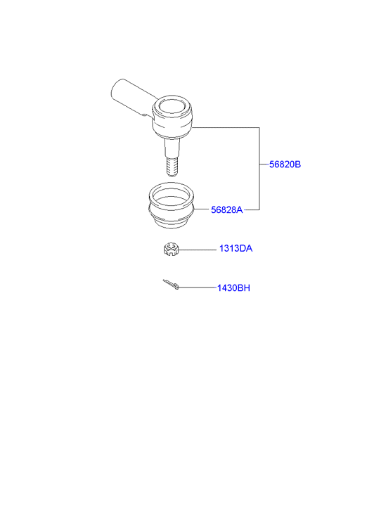 Hyundai 56820-1C080 - Наконечник рулевой тяги, шарнир parts5.com