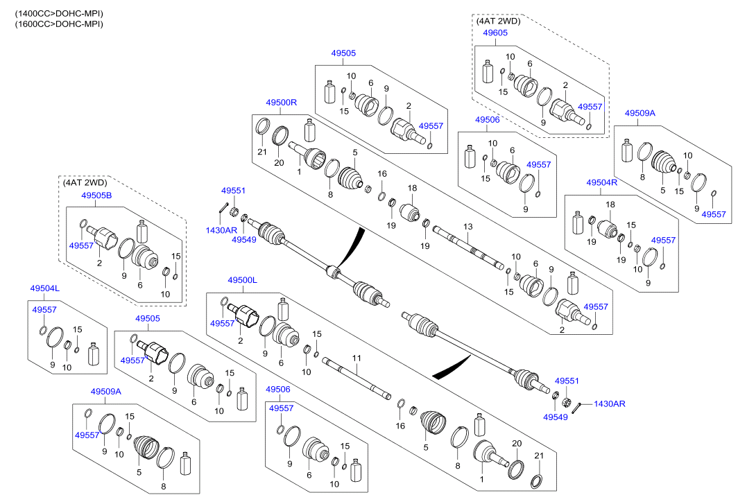 Hyundai 495001C212 - Приводной вал, раздаточная коробка parts5.com