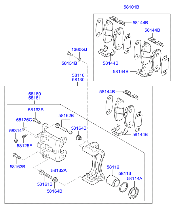 KIA 581014LA00 - Тормозные колодки, дисковые, комплект parts5.com