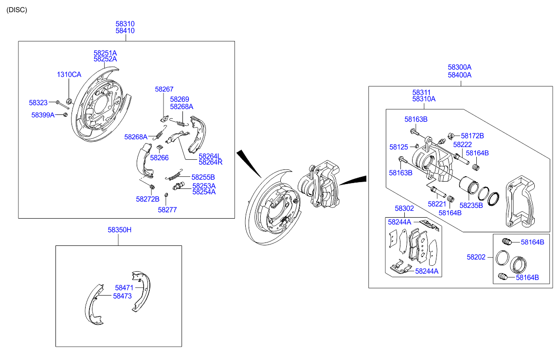 Hyundai 5835026A00 - Комплект тормозов, ручник, парковка parts5.com