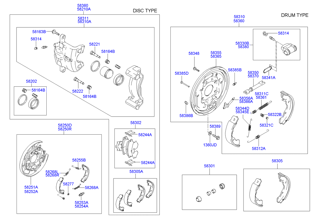 Hyundai 5835017A00 - Комплект тормозов, ручник, парковка parts5.com