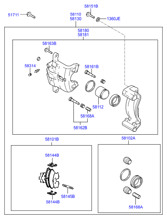 Hyundai 58101-17A00 - Тормозные колодки, дисковые, комплект parts5.com