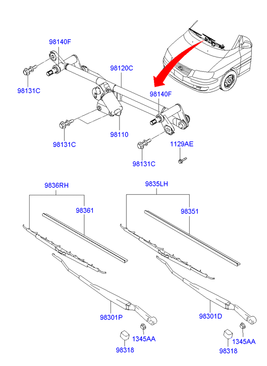 Hyundai 9836017000 - Щетка стеклоочистителя parts5.com