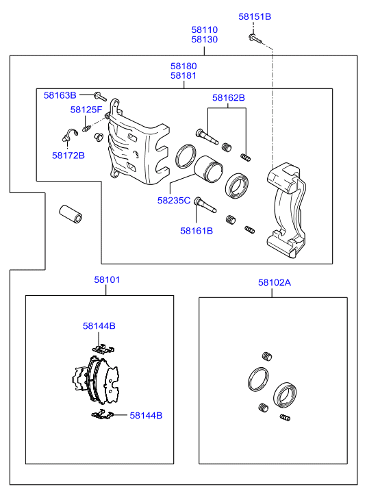 Hyundai 58101-3AA20 - Тормозные колодки, дисковые, комплект parts5.com