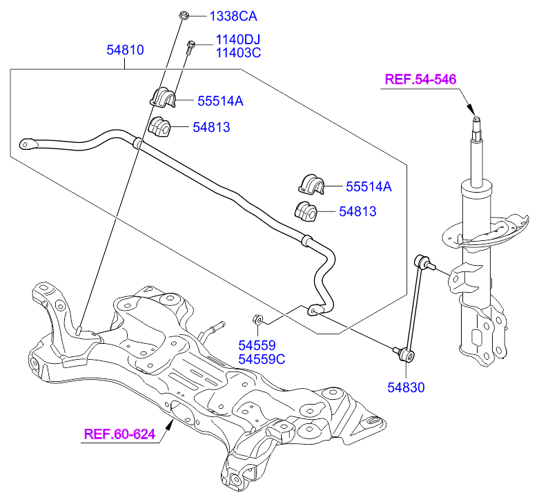 Hyundai 54830-0U000 - Тяга / стойка, стабилизатор parts5.com