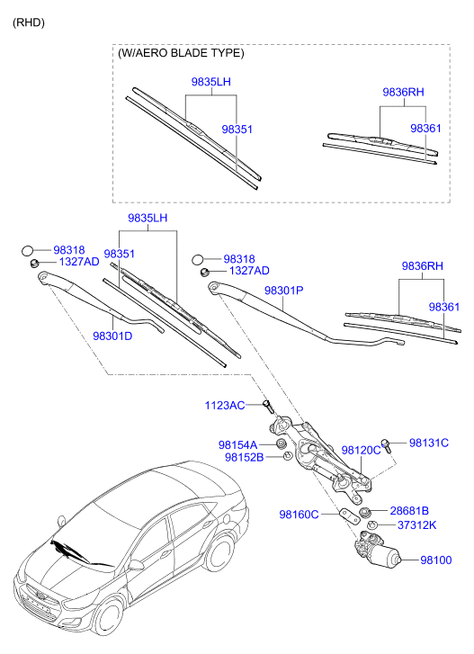 Hyundai 98351-1R000 - Limpiaparabrisas parts5.com