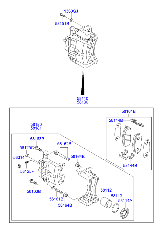 KIA 58101 1RA00 - Тормозные колодки, дисковые, комплект parts5.com