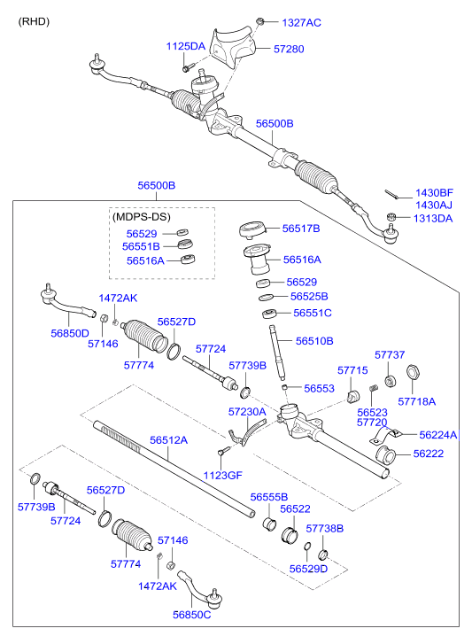 Hyundai 57724-1J000 - Осевой шарнир, рулевая тяга parts5.com