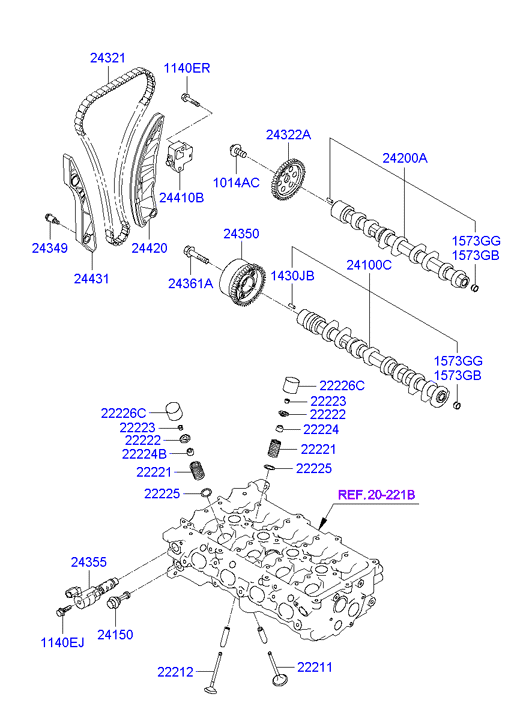 Hyundai 22224-2B000 - Уплотнительное кольцо, стержень клапана parts5.com