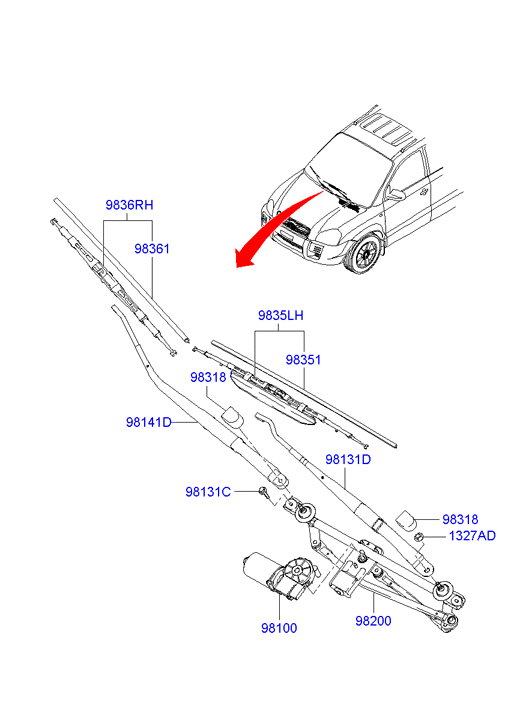 KIA 98360-2E000 - Limpiaparabrisas parts5.com