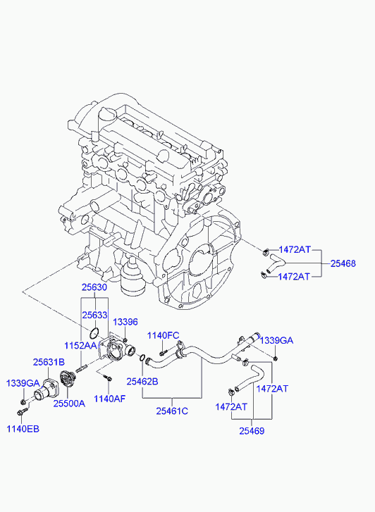 Hyundai 25500-2B400 - Термостат, охлаждающая жидкость parts5.com