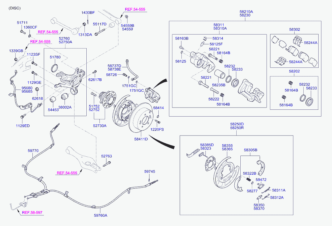 KIA 583052HA10 - Комплект тормозов, ручник, парковка parts5.com