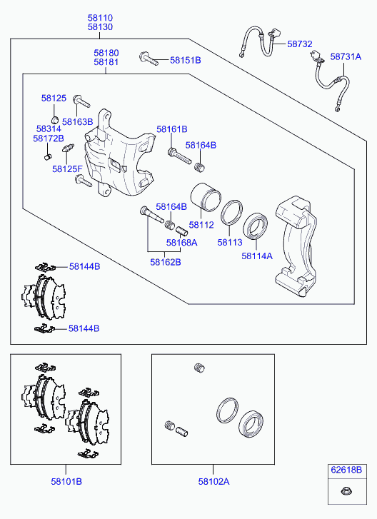 KIA 581102E000 - Тормозной суппорт parts5.com