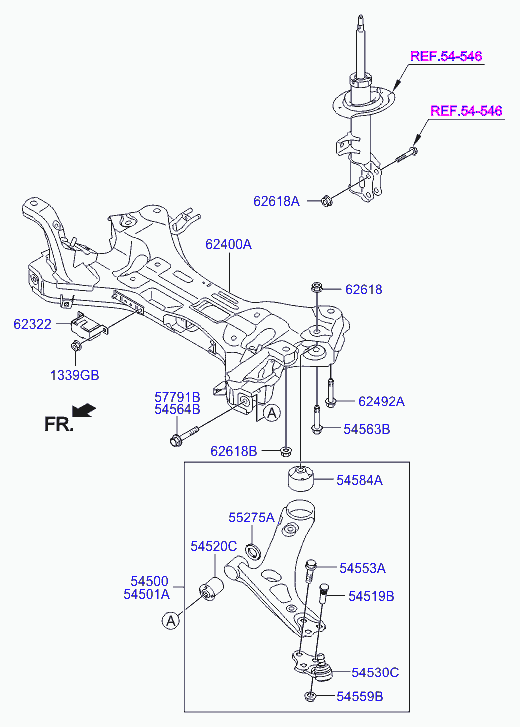 KIA 54584 2S000 - Сайлентблок, рычаг подвески колеса parts5.com