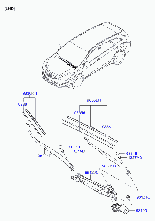 Hyundai 98361-3Z000 - Limpiaparabrisas parts5.com