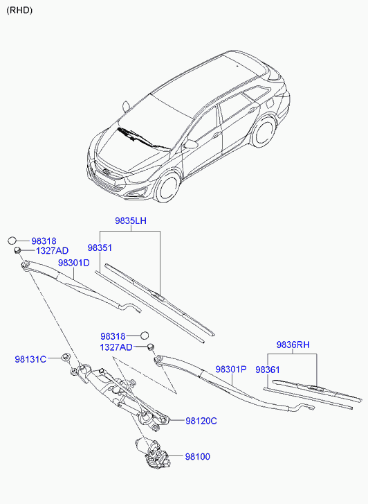 Hyundai 98351-3Z000 - Щетка стеклоочистителя parts5.com