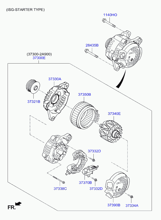 Hyundai 373002A950 - Генератор parts5.com